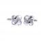 Celtic Silver Toned Trust Tie White Crystal Bullet Post Cuff Links 3.jpg